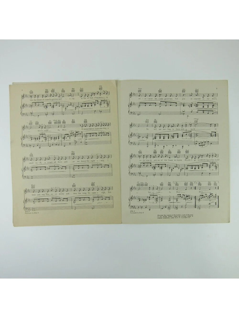 Sheet Music Serenade In Blue Orchestra Wives George Montgomery Vintage 1942